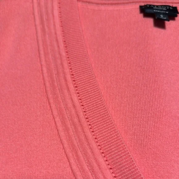 Talbots Pink Cardigan‎ Sweater V-Neck Ribbed - Picture 3 of 11